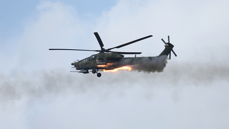 Экипажи Ми-28Н ВКС России уничтожили опорные пункты ВСУ на донецком направлении